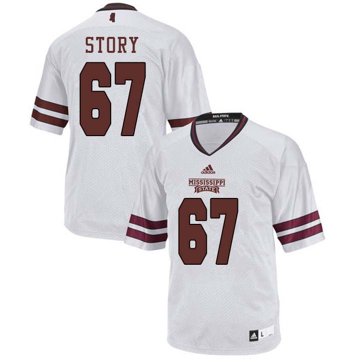 Men #67 Michael Story Mississippi State Bulldogs College Football Jerseys Sale-White